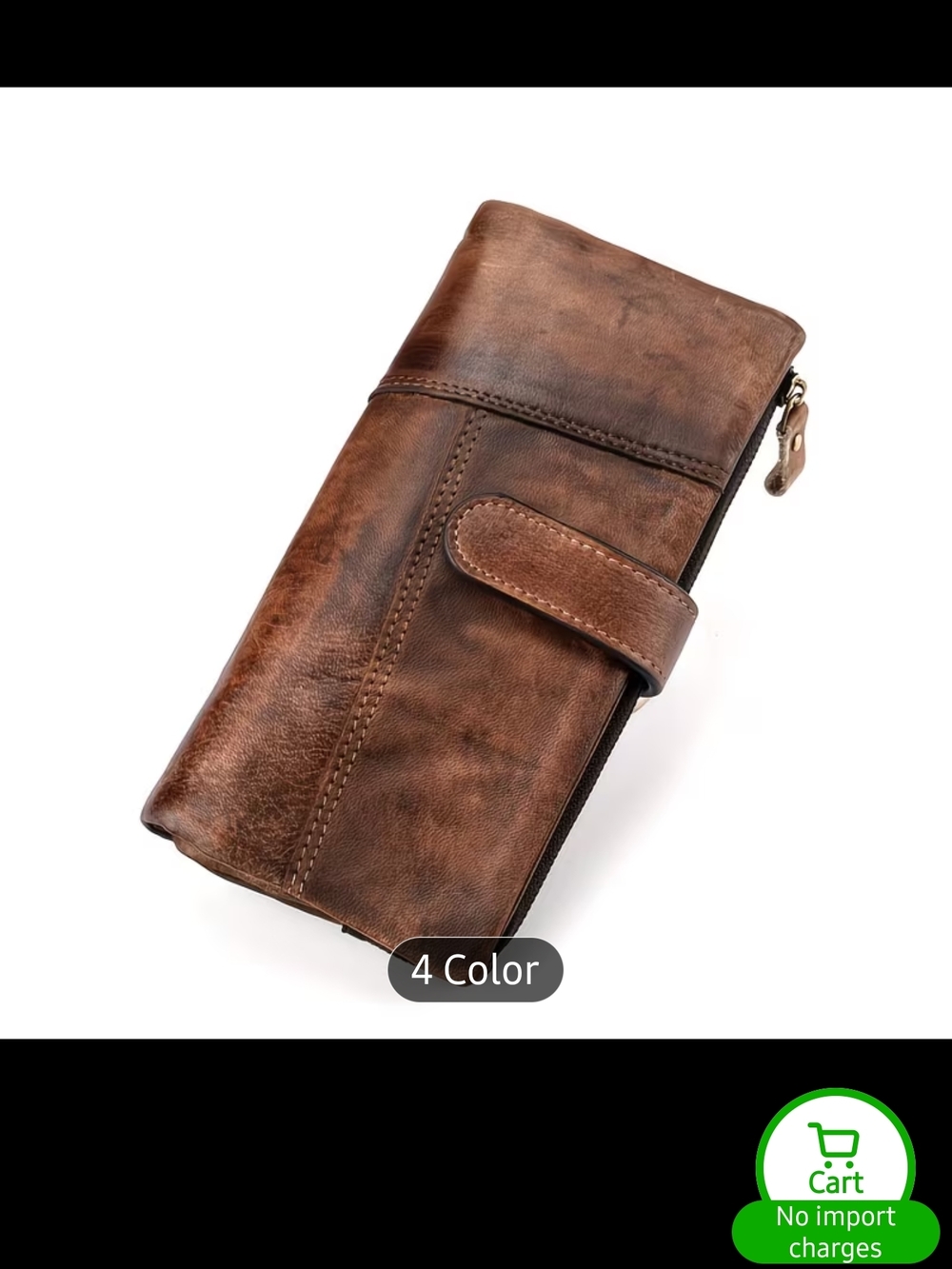 Classic Brown Leather Wallet Clutch